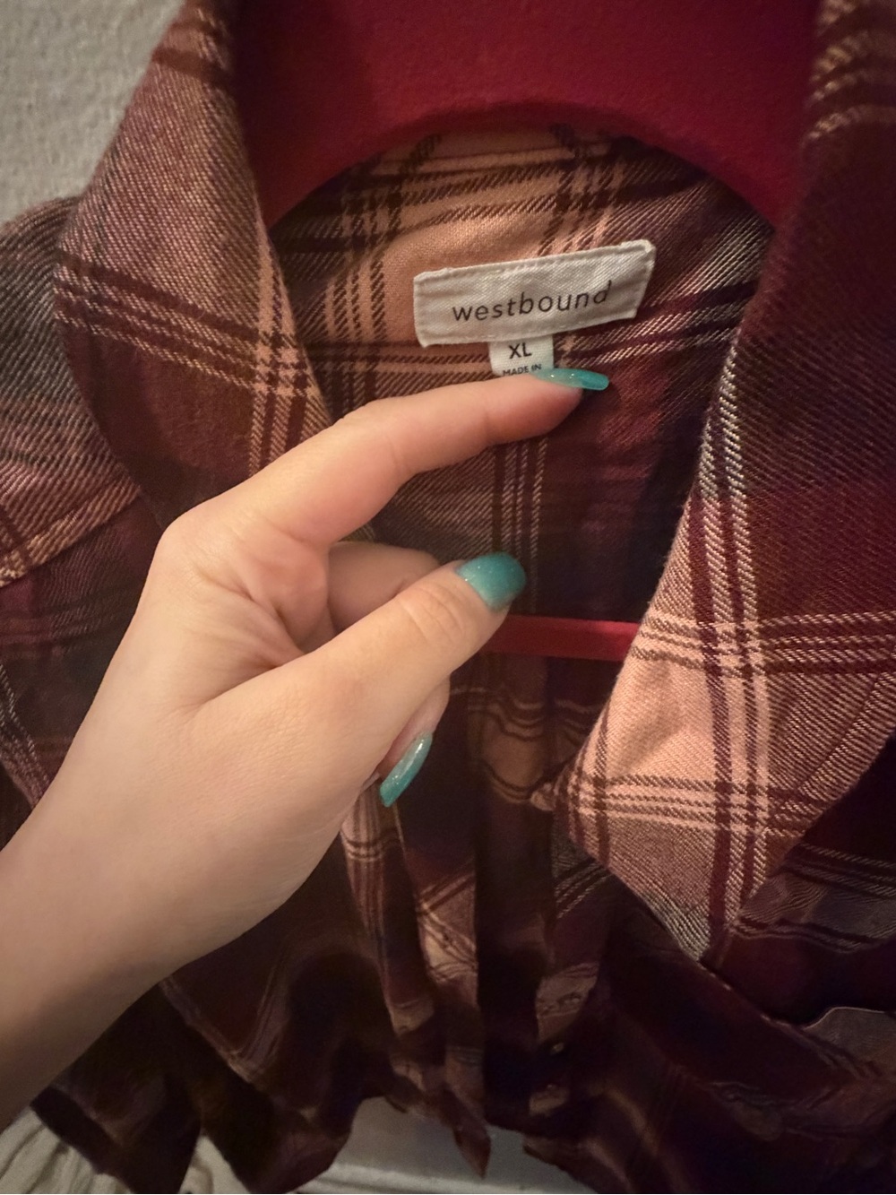Westbound Burgundy Pink Plaid Button Down Shirt Women’s XL - Picture 5 of 5